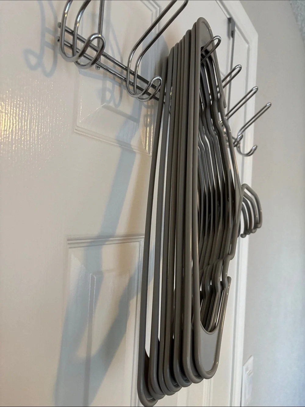 Set of Light Grey Plastic Clothes Hangers - 10 Pack